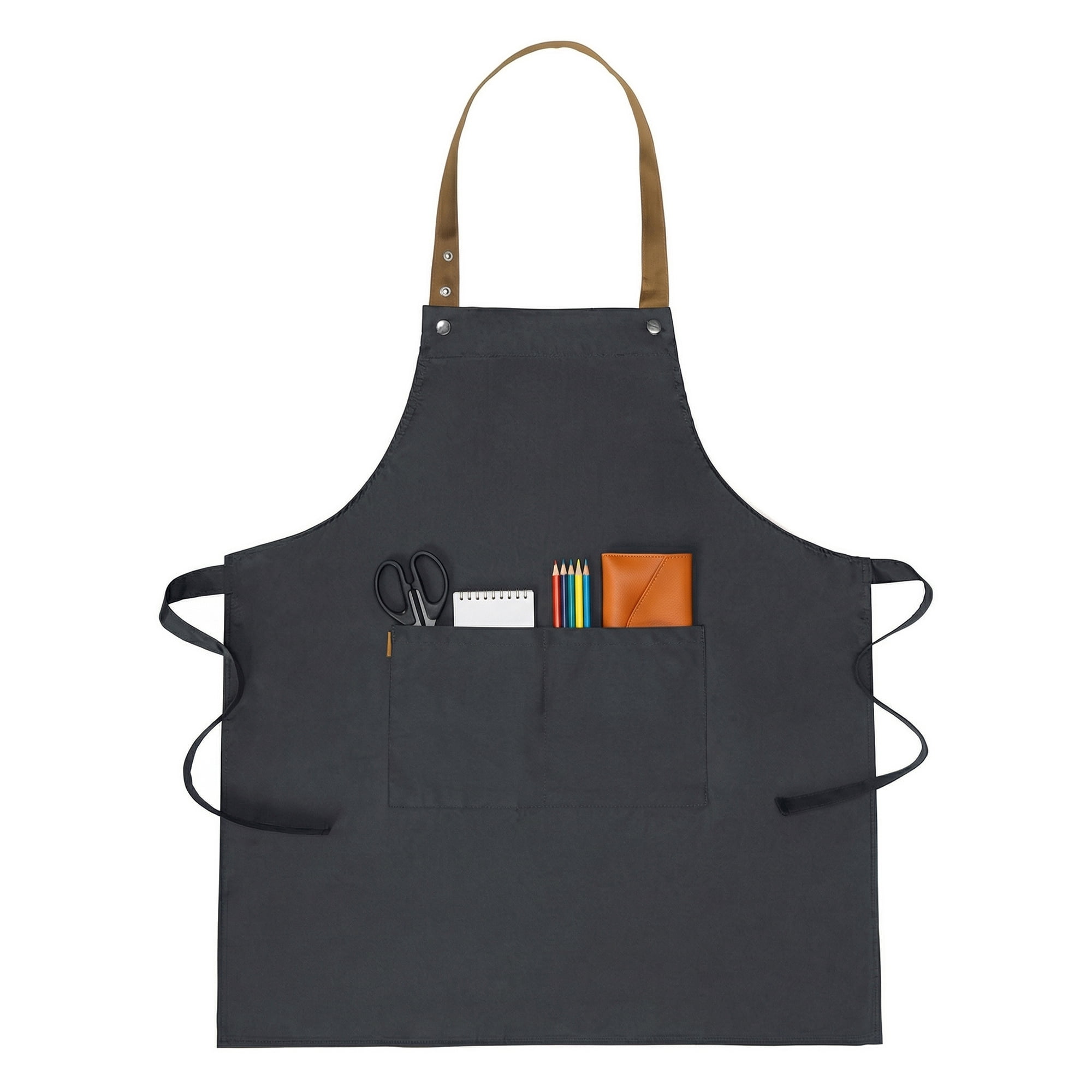 Unique Bargains Waterproof Long Waist Cooking Kitchen Apron with Pockets 26.4x29.1in Black