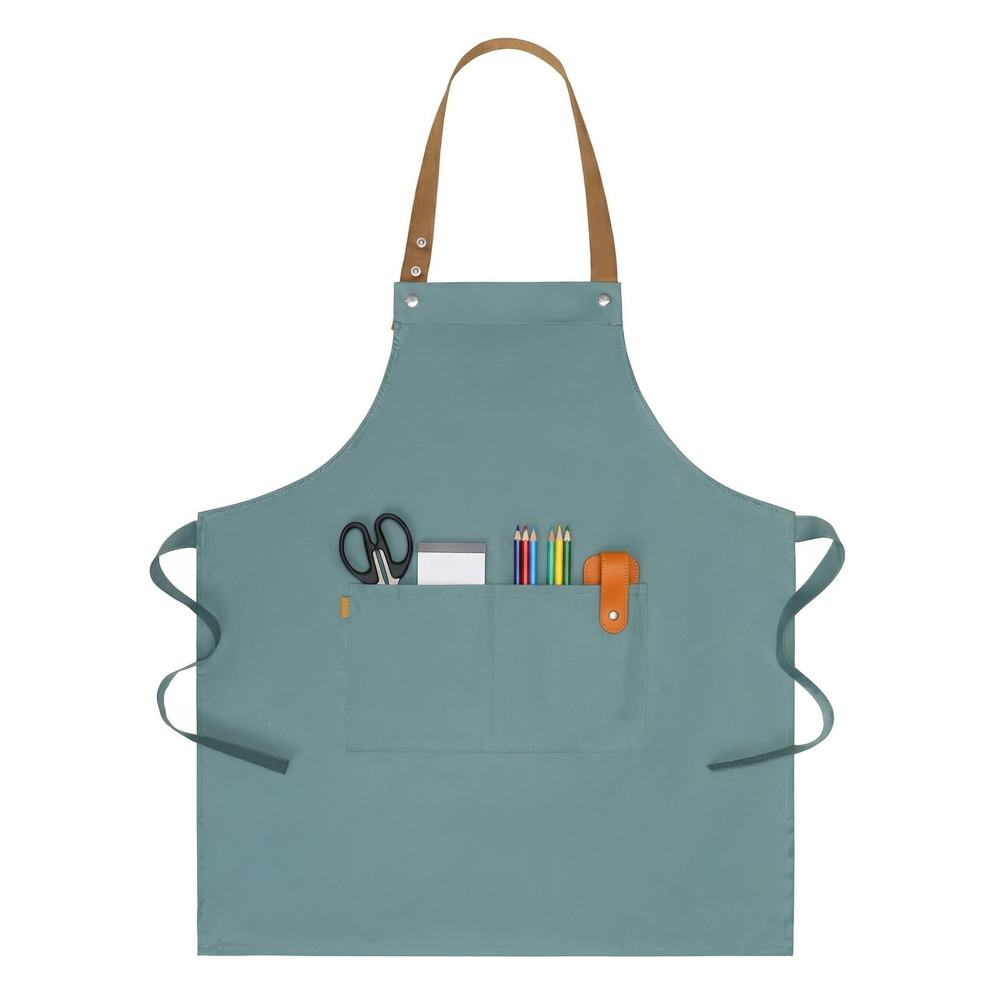 Unique Bargains Waterproof Long Waist Cooking Kitchen Apron with Pockets 26.4x29.1in Blue