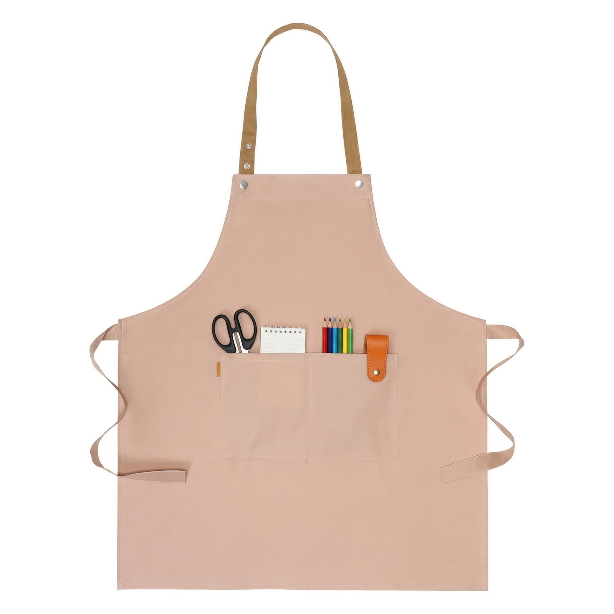 Unique Bargains Waterproof Long Waist Cooking Kitchen Apron with Pockets 26.4x29.1in Pink