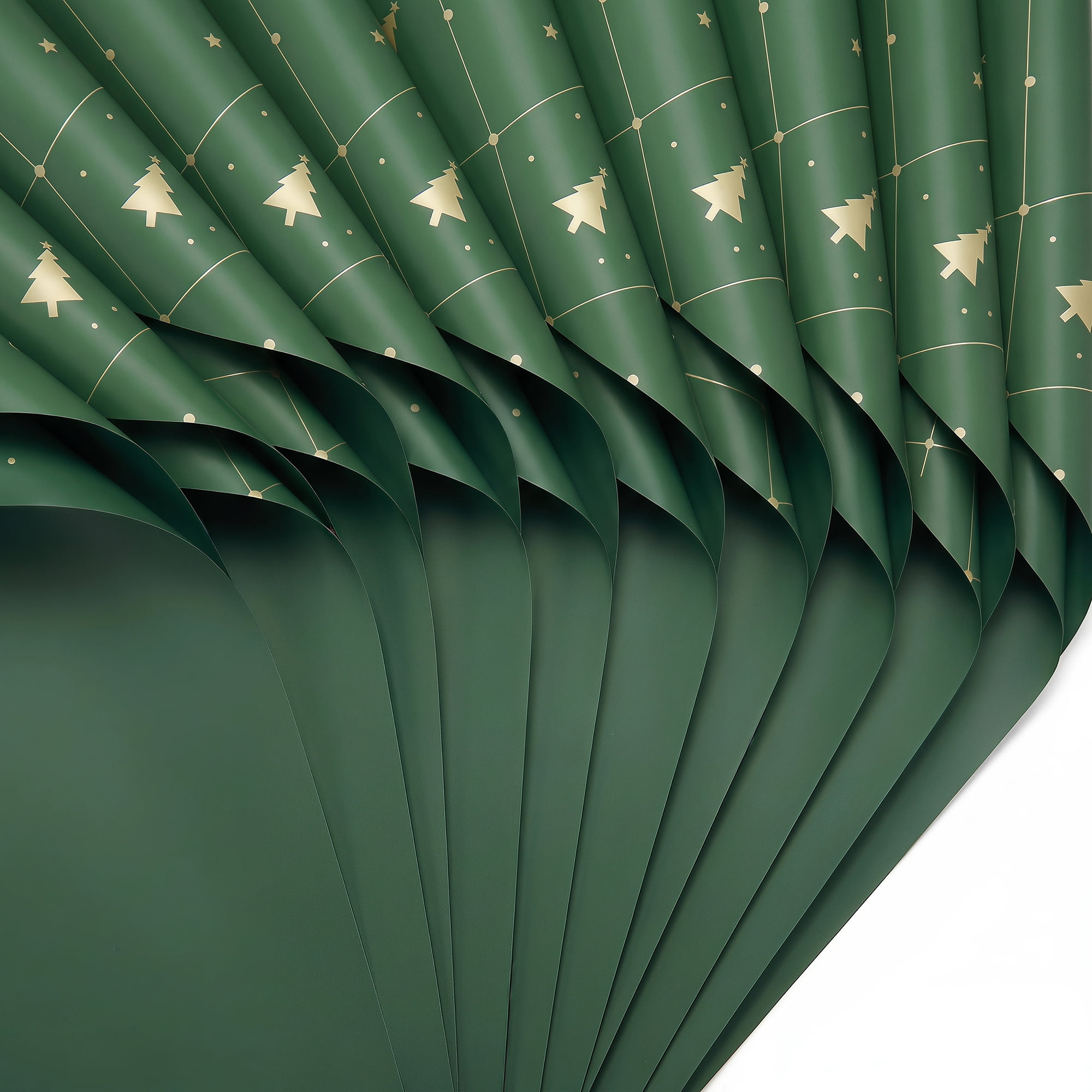 Unique Bargains Waterproof Matte Gift Wrap Paper for Bouquets Green Big Tree 22"x 22"