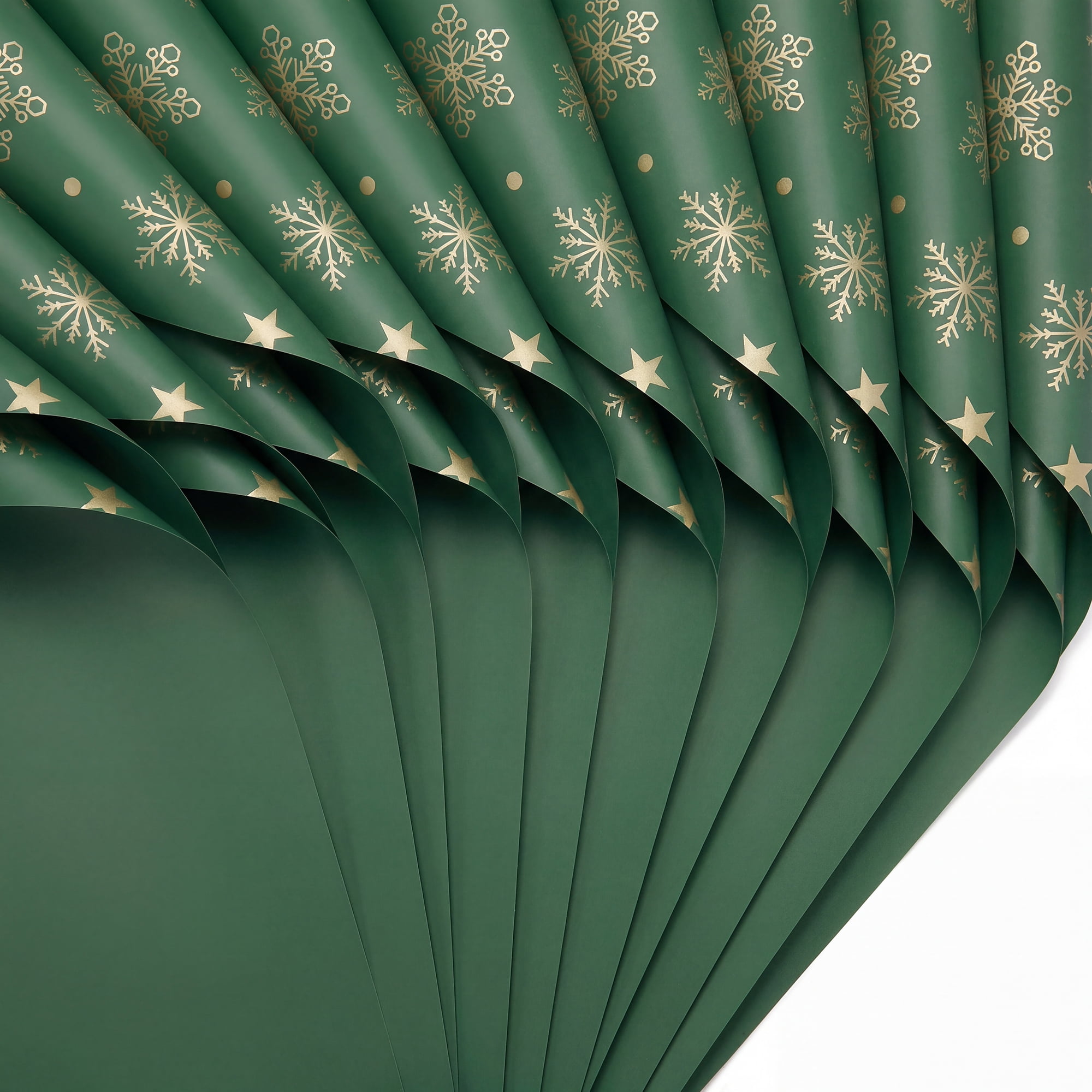 Unique Bargains Waterproof Matte Gift Wrap Paper for Bouquets Green Snowflake 22"x 22"