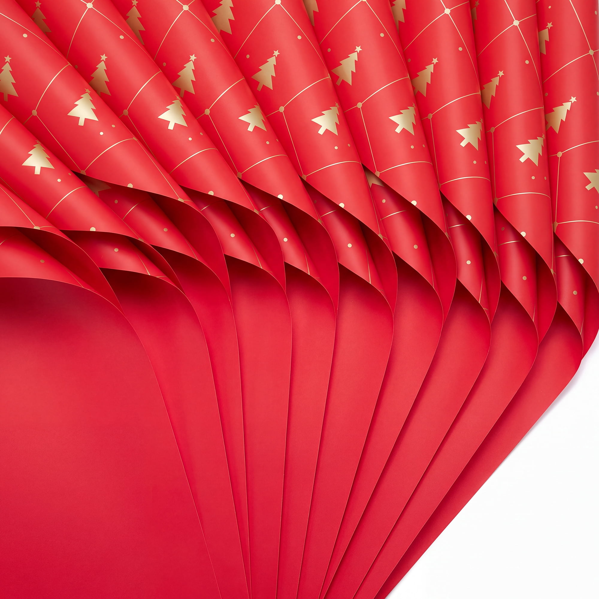 Unique Bargains Waterproof Matte Gift Wrap Paper for Bouquets Red Big Tree 22"x 22"
