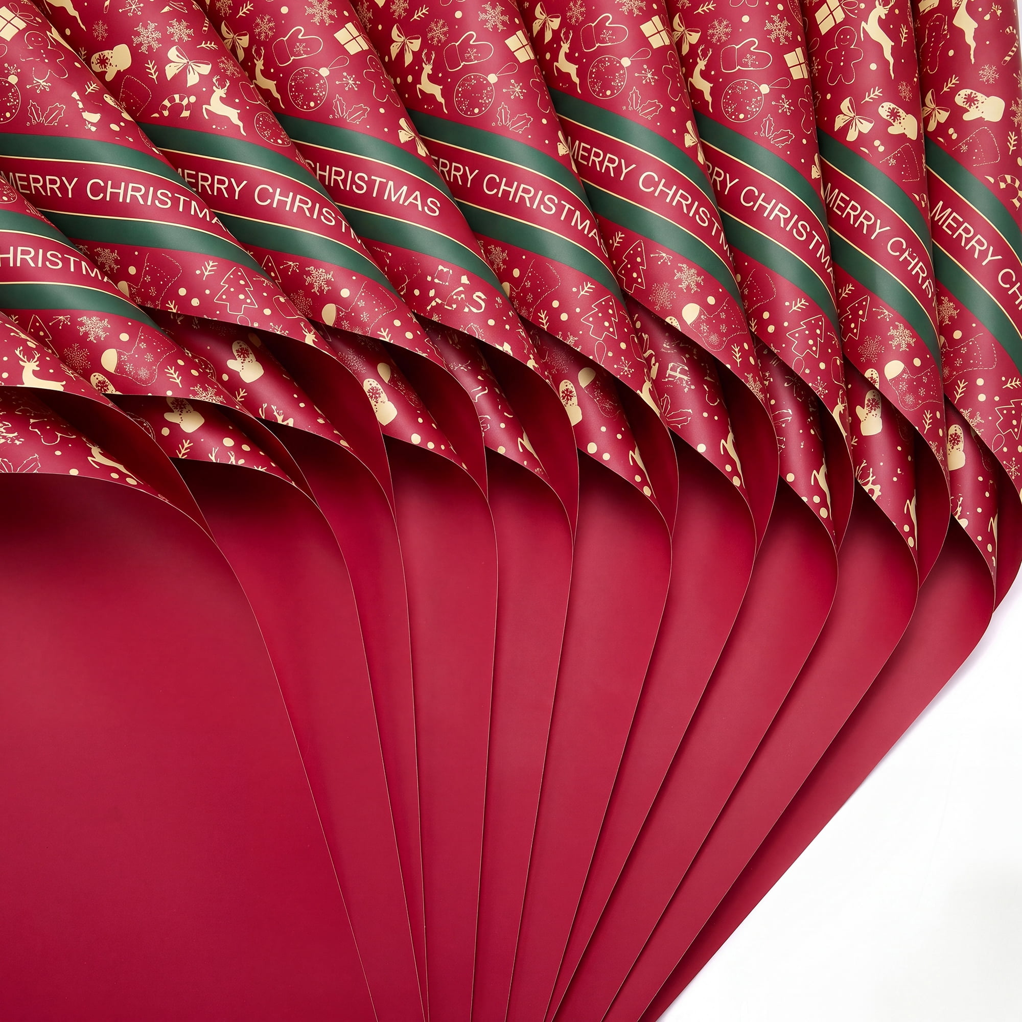 Unique Bargains Waterproof Matte Gift Wrap Paper for Bouquets Red Christmas 22"x 22"