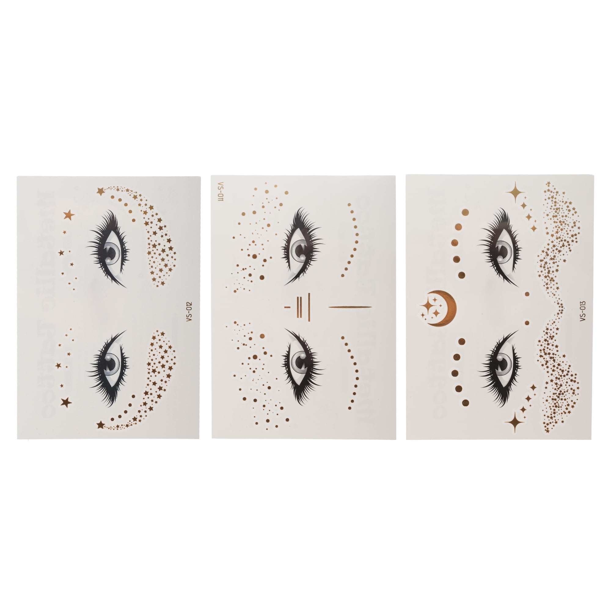 Unique Bargains Waterproof Mixed Face Fake Tattoos Gold Tone 3 Pcs for Occasions
