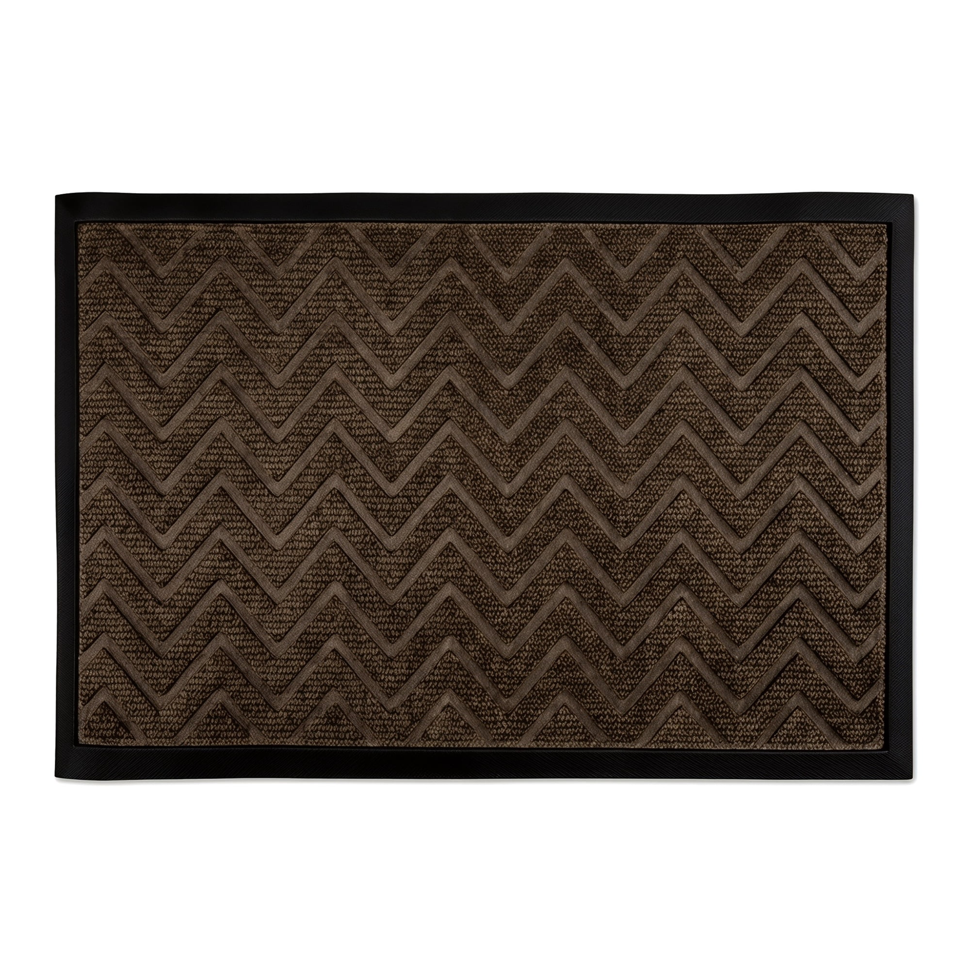 Unique Bargains Waterproof Non-Slip Geometric Scraper Mat Brown 30" x 18"