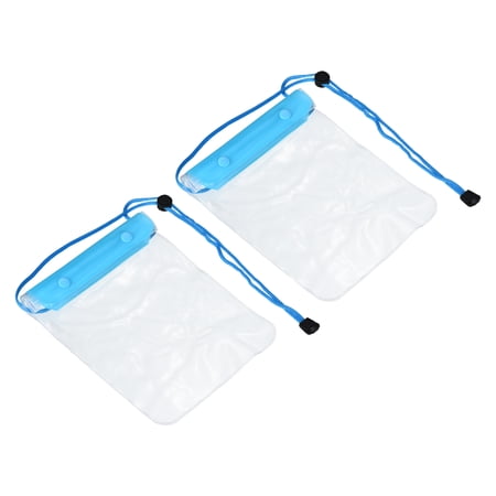 Unique Bargains Waterproof Phone Pouch Bag Transparent Big Phone Dry Bag Protection Cover Light Blue 2 Pack
