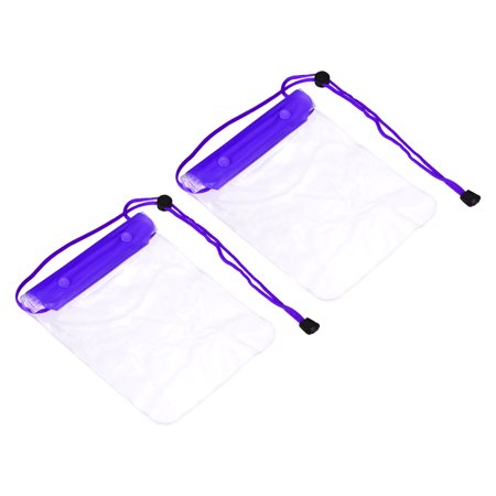 Unique Bargains Waterproof Phone Pouch Bag Transparent Big Phone Dry Bag Protection Cover Purple 2 Pack