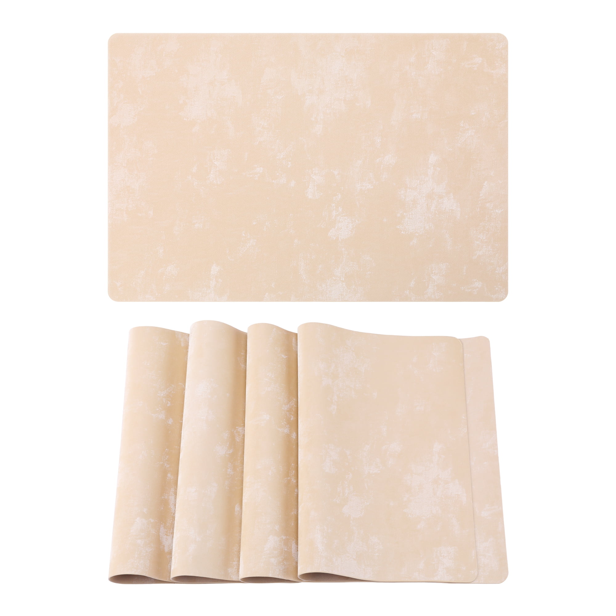 Unique Bargains Waterproof Placemats 4pcs Pink Apricot 17.7"x11.8"