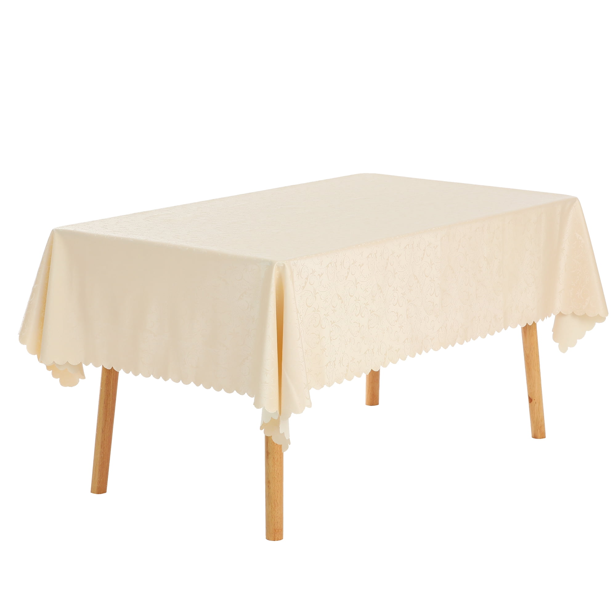 Unique Bargains Waterproof Vinyl Tablecloth, Wrinkle-Resistant Washable Table Cover Champagne 51x71inch