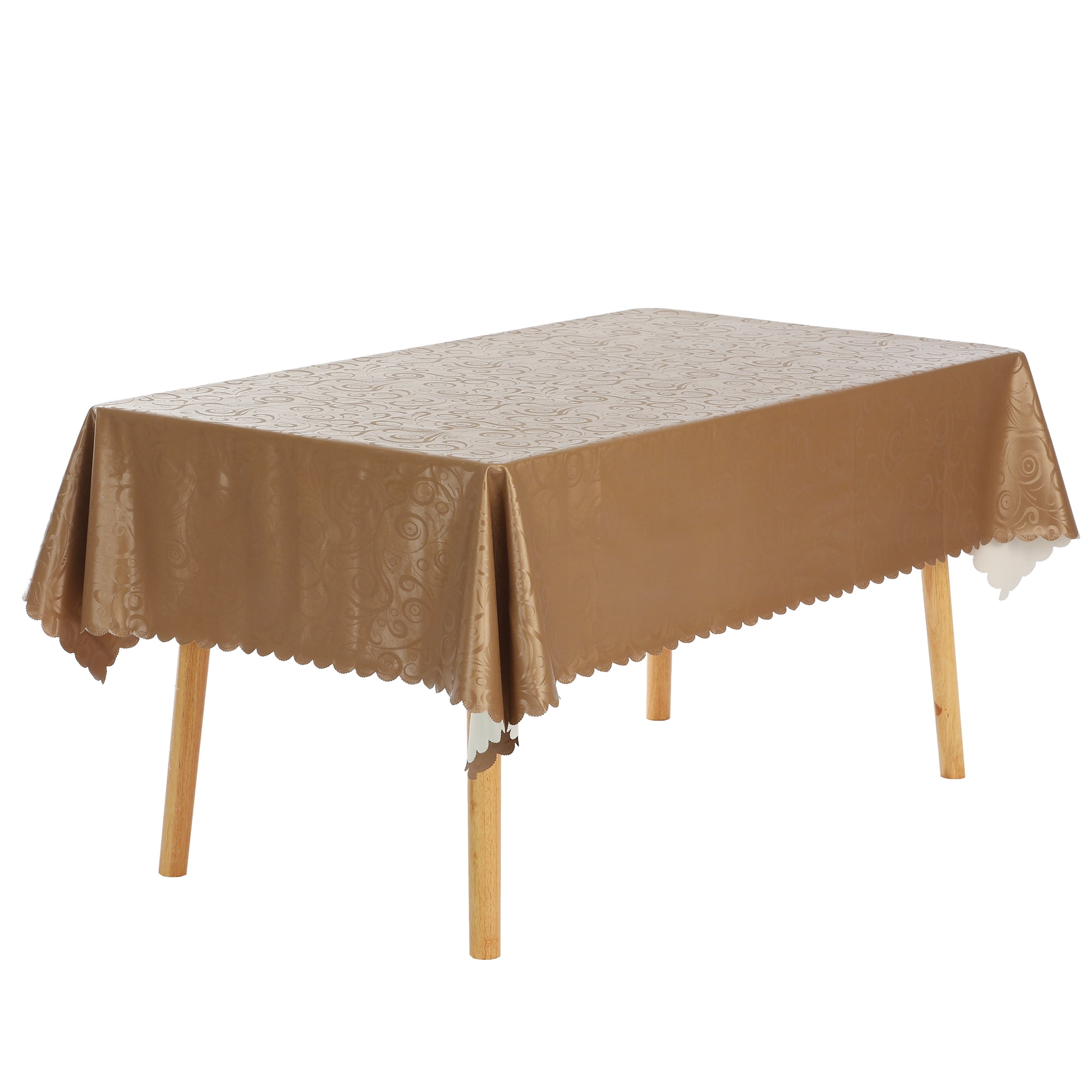 Unique Bargains Waterproof Vinyl Tablecloth, Wrinkle-Resistant Washable Table Cover Coffee 55x71inch