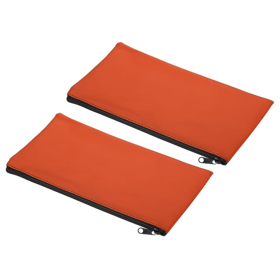 Unique Bargains Waterproof Zipper Bags Leatherette Compact Bills Pencil Pouch Orange