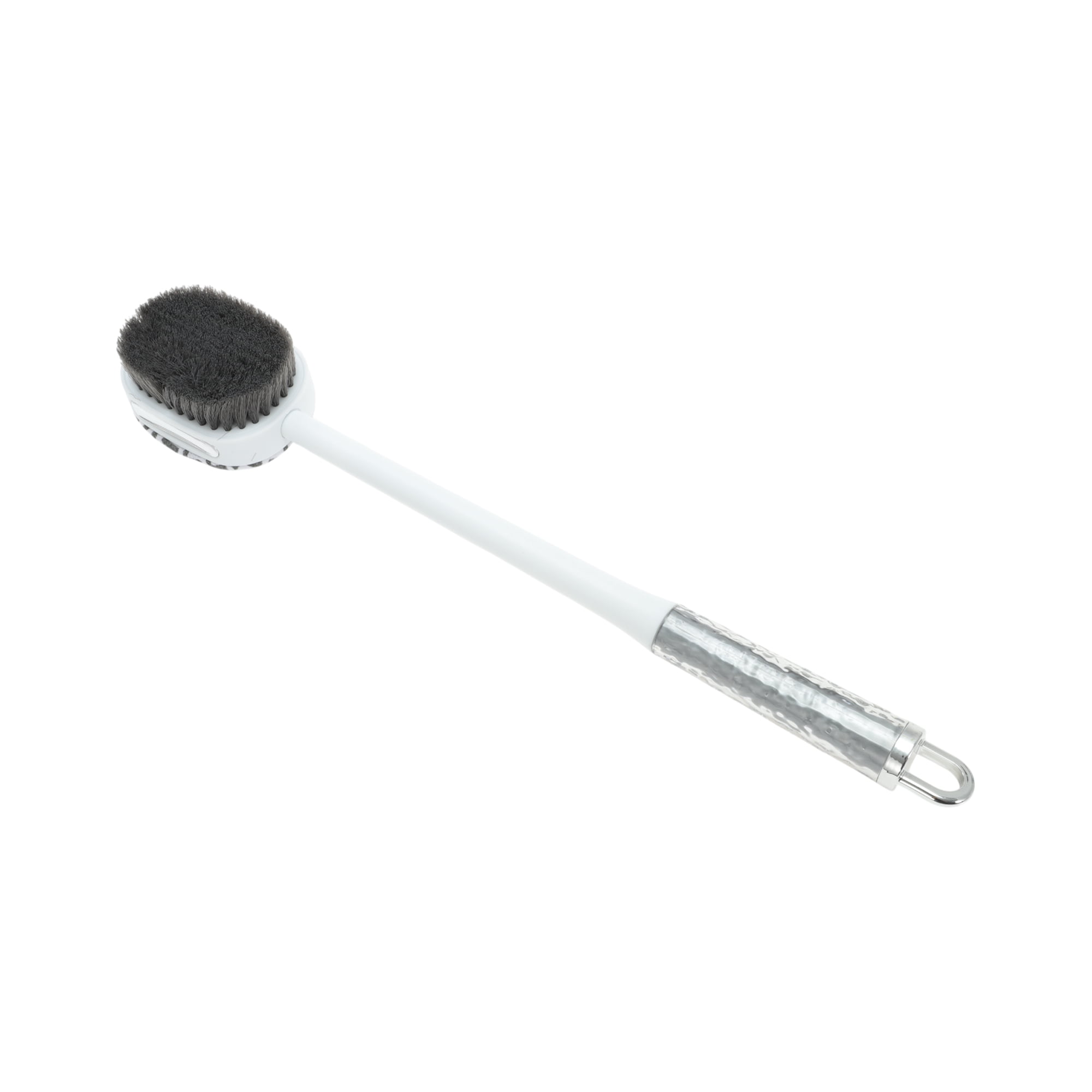 Unique Bargains Wave Handle Bath Brush Body Scrubber 1 Pc Gray Black