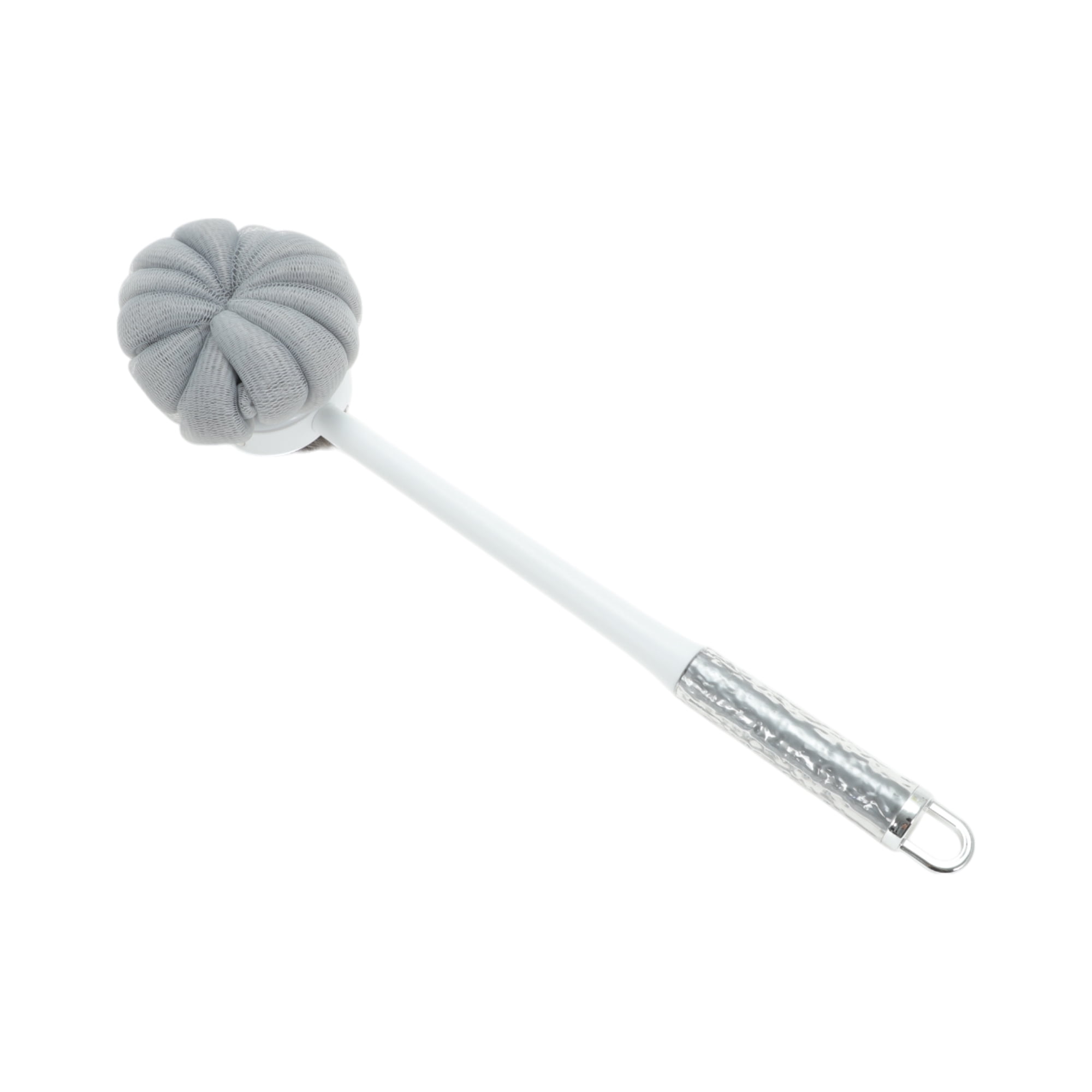 Unique Bargains Wave Handle Bath Brush Body Scrubber 1 Pc Gray White