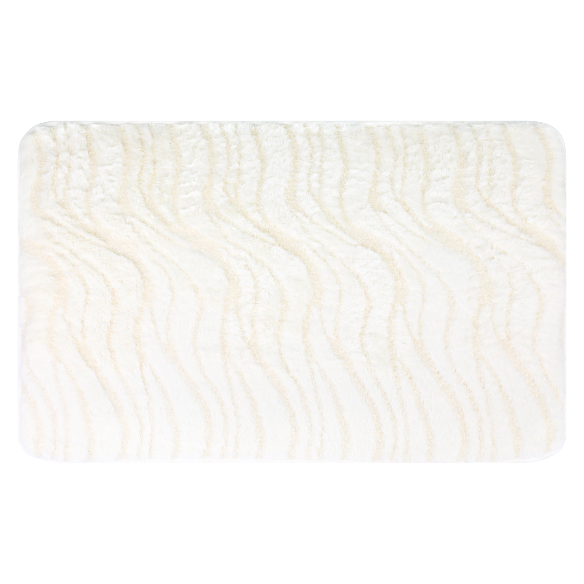 Unique Bargains Wave Pattern Bath Mat Soft Absorbent Non-Slip Bath Rugs Beige 20" x 32"