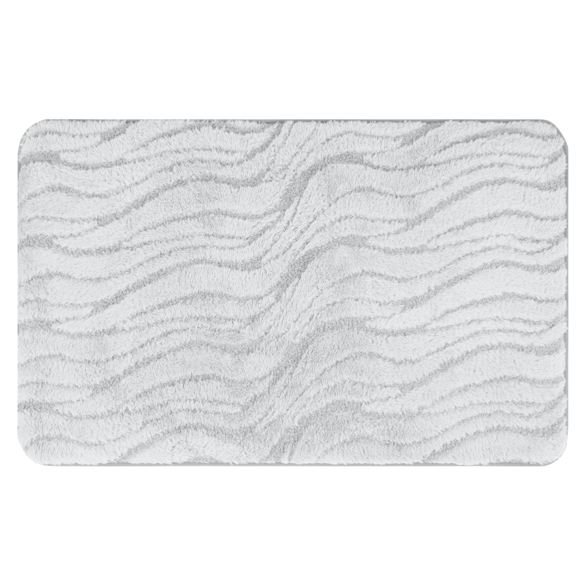 Unique Bargains Wave Pattern Bath Mat Soft Absorbent Non-Slip Bath Rugs Grey 16" x 24"