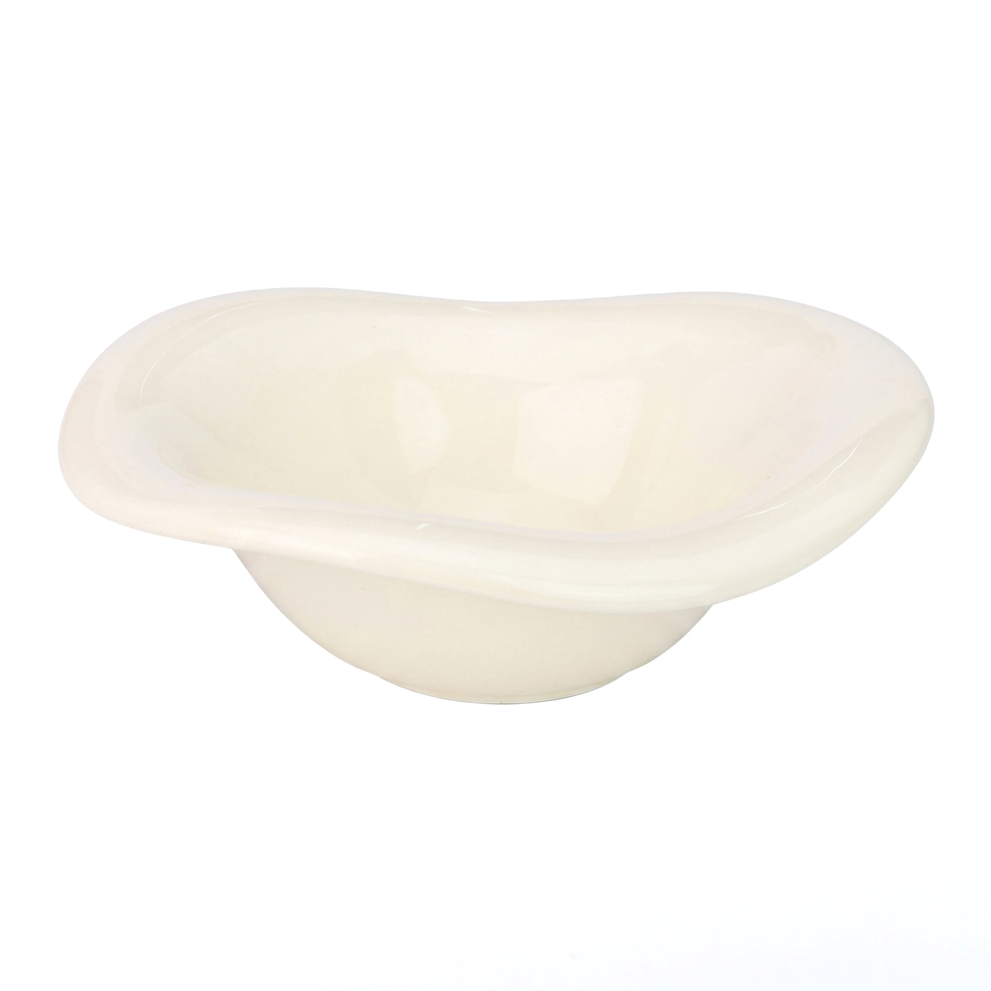 Unique Bargains Wavy Ceramic Scalloped Trinket Tray Bowl Beige 6.3" x 6.3" x 2"