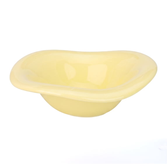 Unique Bargains Wavy Ceramic Scalloped Trinket Tray Bowl Light Yellow 6.3" x 6.3" x 2"