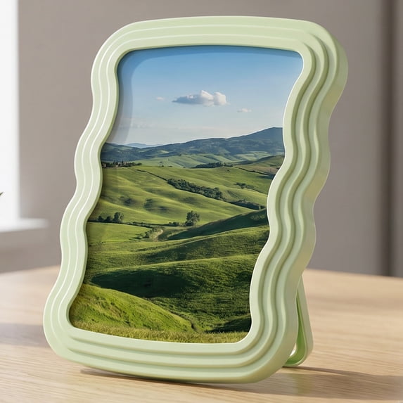 Unique Bargains Wavy Picture Frame Cute Scalloped Plastic Photo Frame Green 4" x 6"