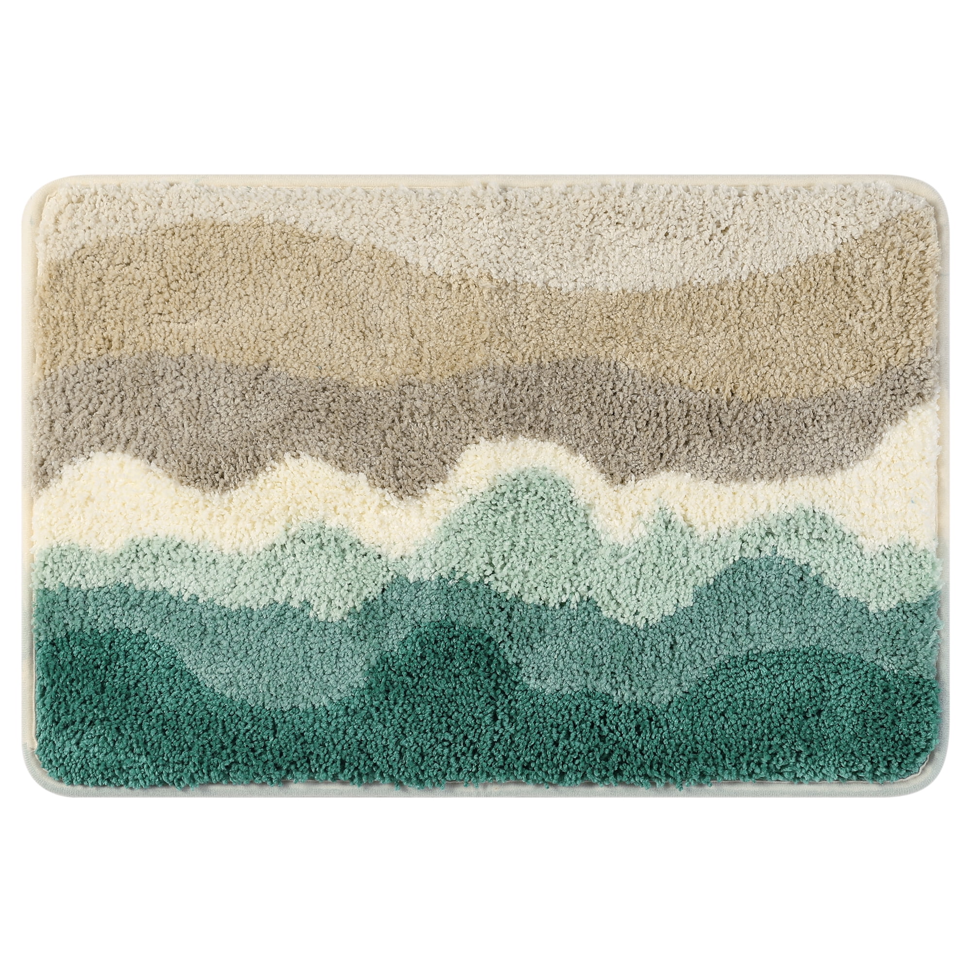 Unique Bargains Wavy Stripes Bathroom Rug Absorbent Bath Rug Non-Slip Bath Mats Multicolor 16" x 24"