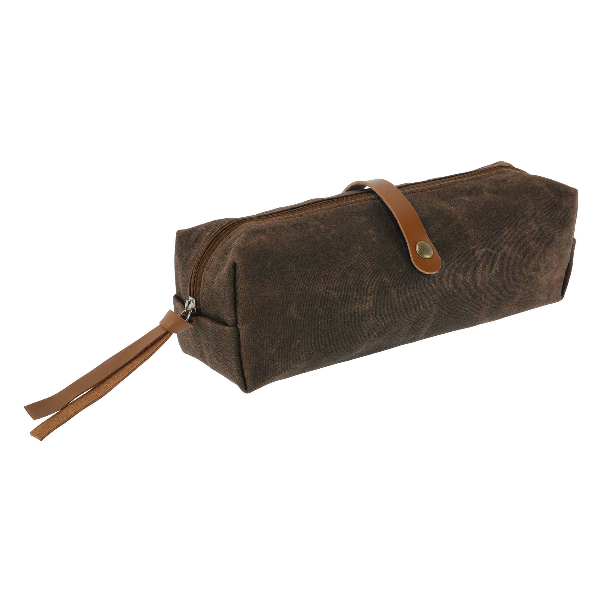 Unique Bargains Waxed Style Aesthetic Pen Bag Organizer Brown