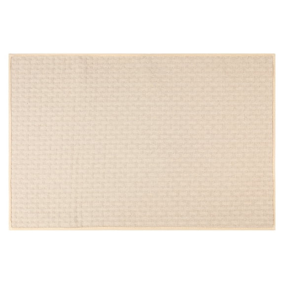 Unique Bargains Weaving Pattern Soft Absorbent Bath Mat Beige 16" x 24"