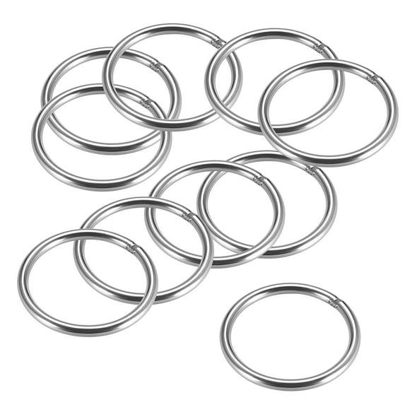Unique Bargains Welded O Ring, 50 x 4mm Strapping Round Rings Stainless Steel 10 pcs