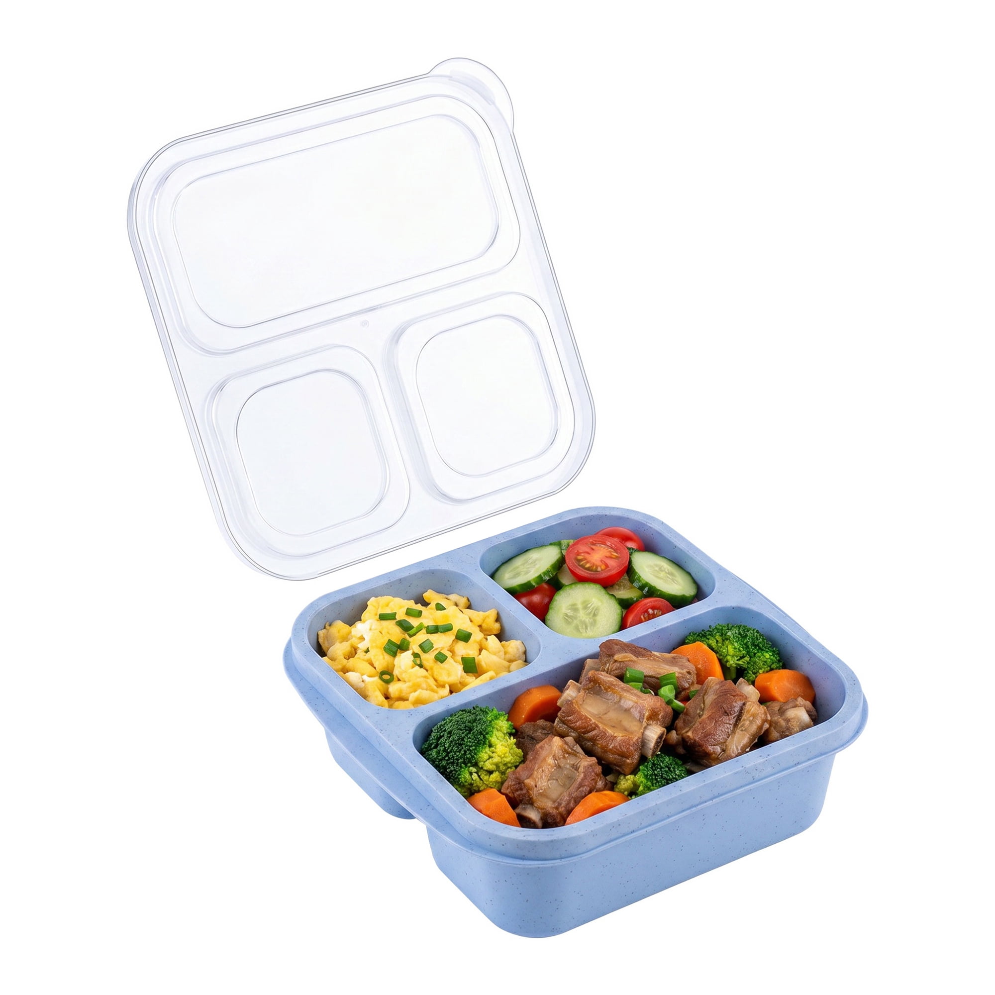 Unique Bargains Wheat Straw Leak-Proof Meal Lunch Bento Box for Work Travel Blue