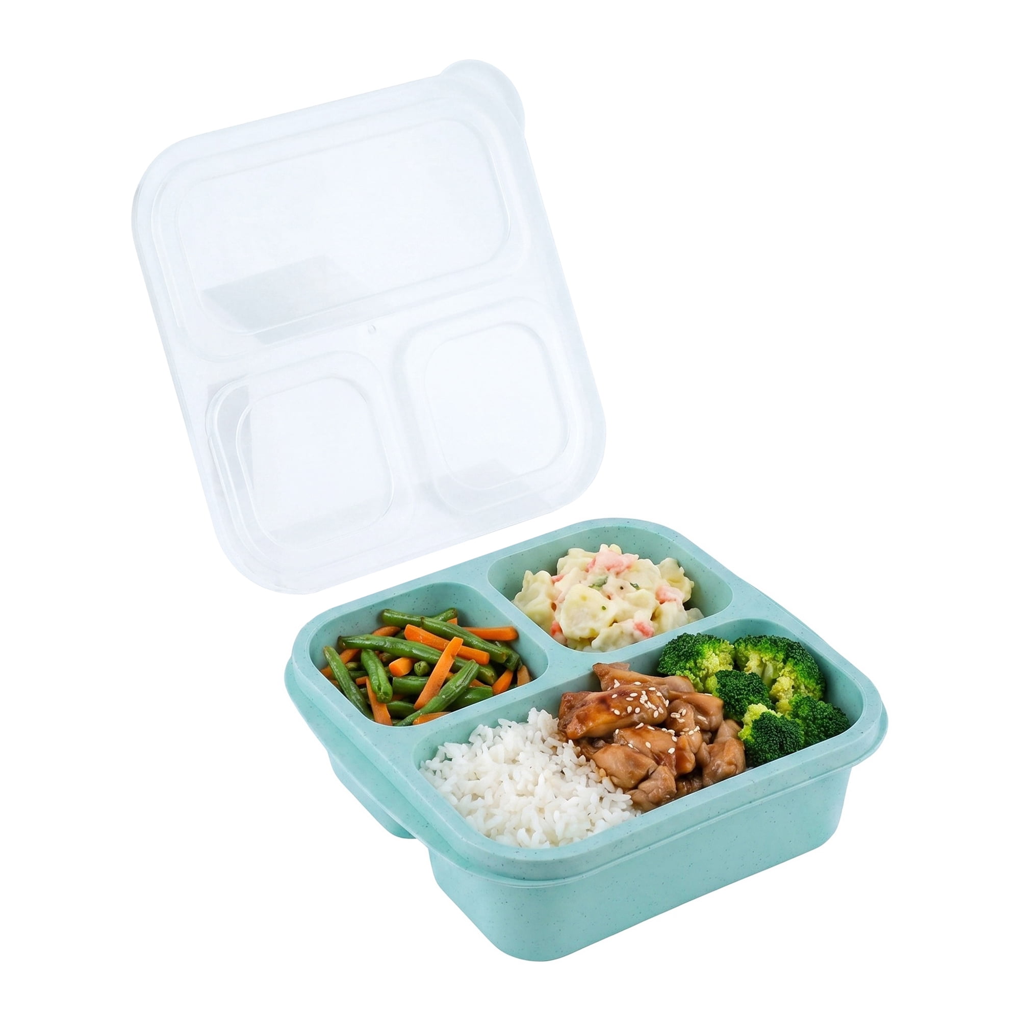 Unique Bargains Wheat Straw Leak-Proof Meal Lunch Bento Box for Work Travel Green