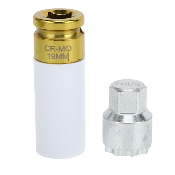 Unique Bargains Wheel Lock Lugnut with 19mm Adapter for Volvo #7605 Anti-theft Screw Nut Removal Key Socket 1set
