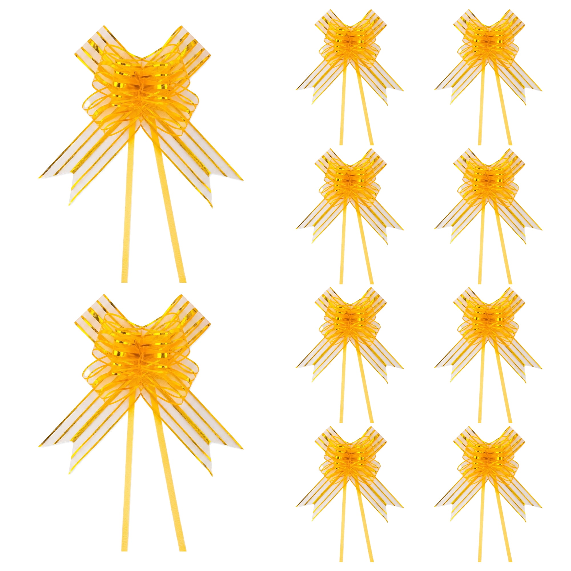 Unique Bargains Whimsical Flower Ribbon Bows for Gift Wrapping and Decoration Gold