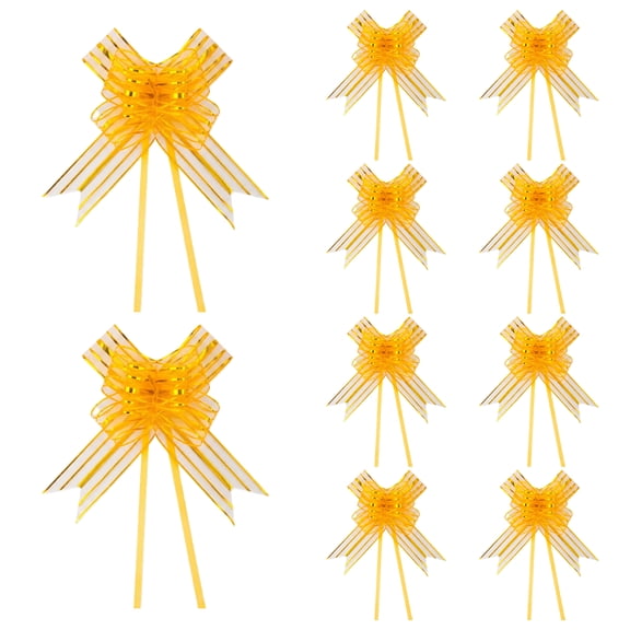 Unique Bargains Whimsical Flower Ribbon Bows for Gift Wrapping and Decoration Gold