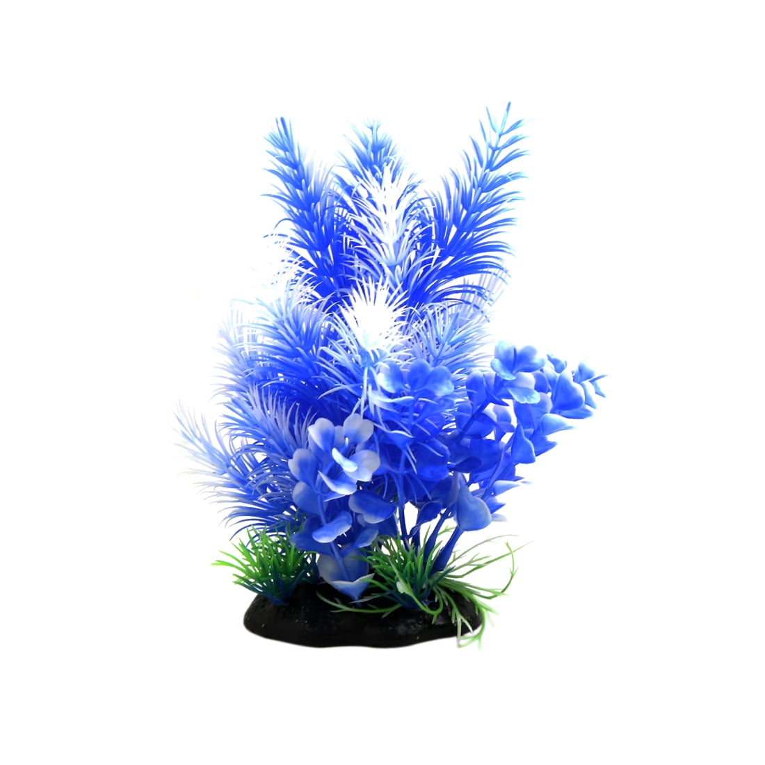 Unique Bargains White Blue Plastic Plant Ornament for Reptiles and Amphibians
