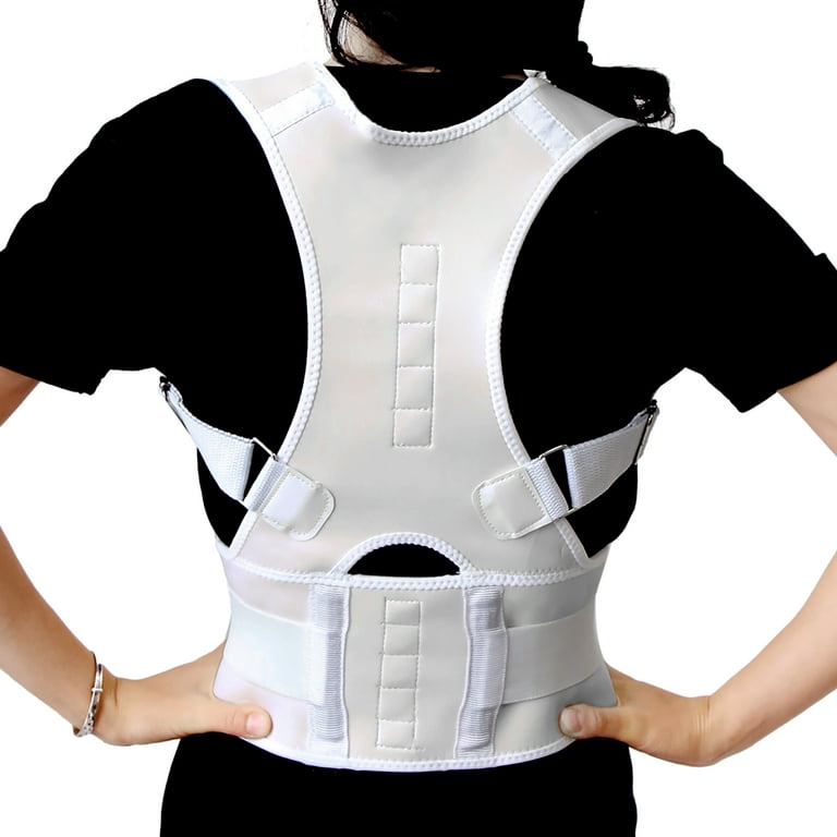 Unique Bargains White Fully Adjustable Posture Correction Back Pain Support  Brace Belt Band