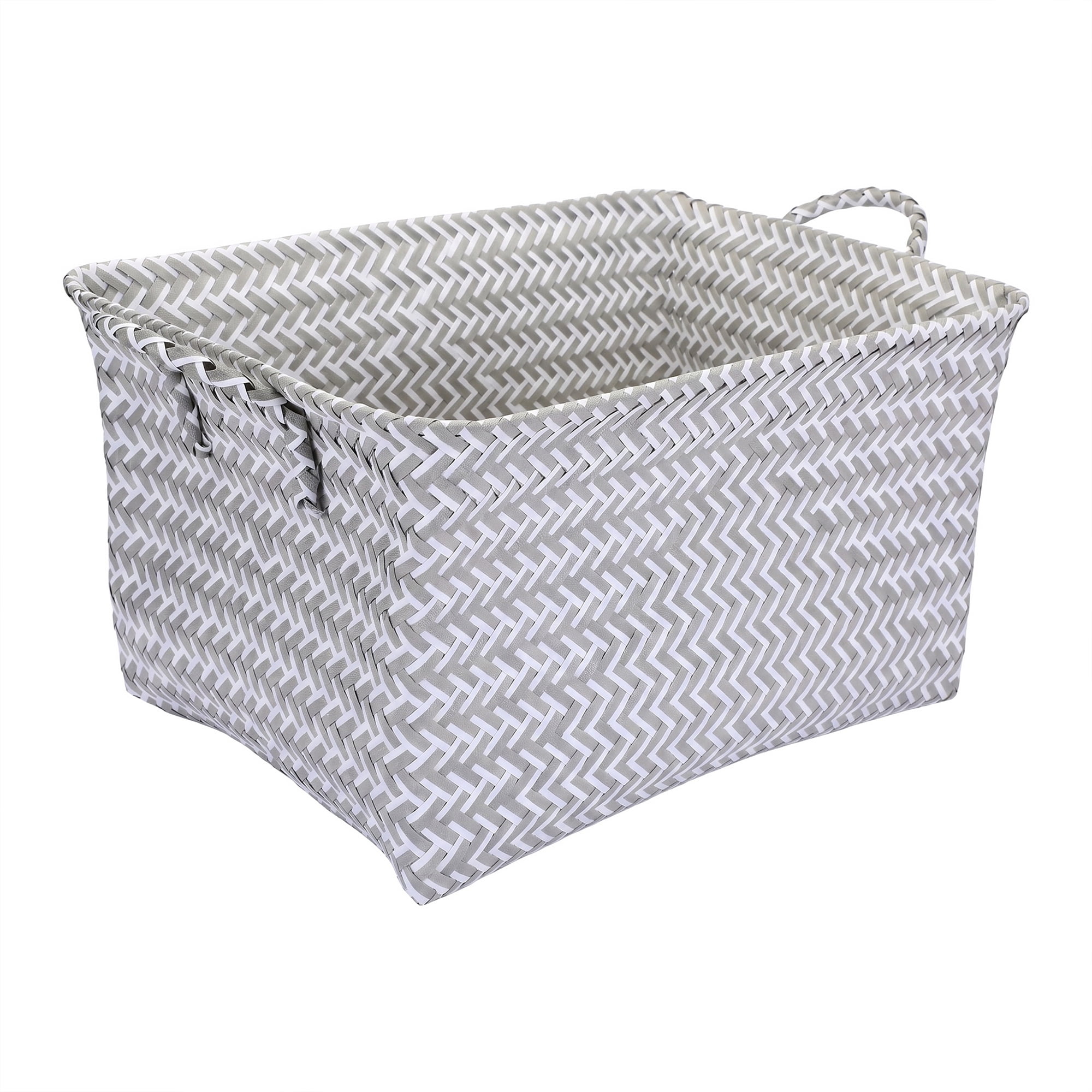 Unique Bargains Wicker Shelf Closet Storage Bin for Blankets Gray 17.7" x 13.8" x 9.8"