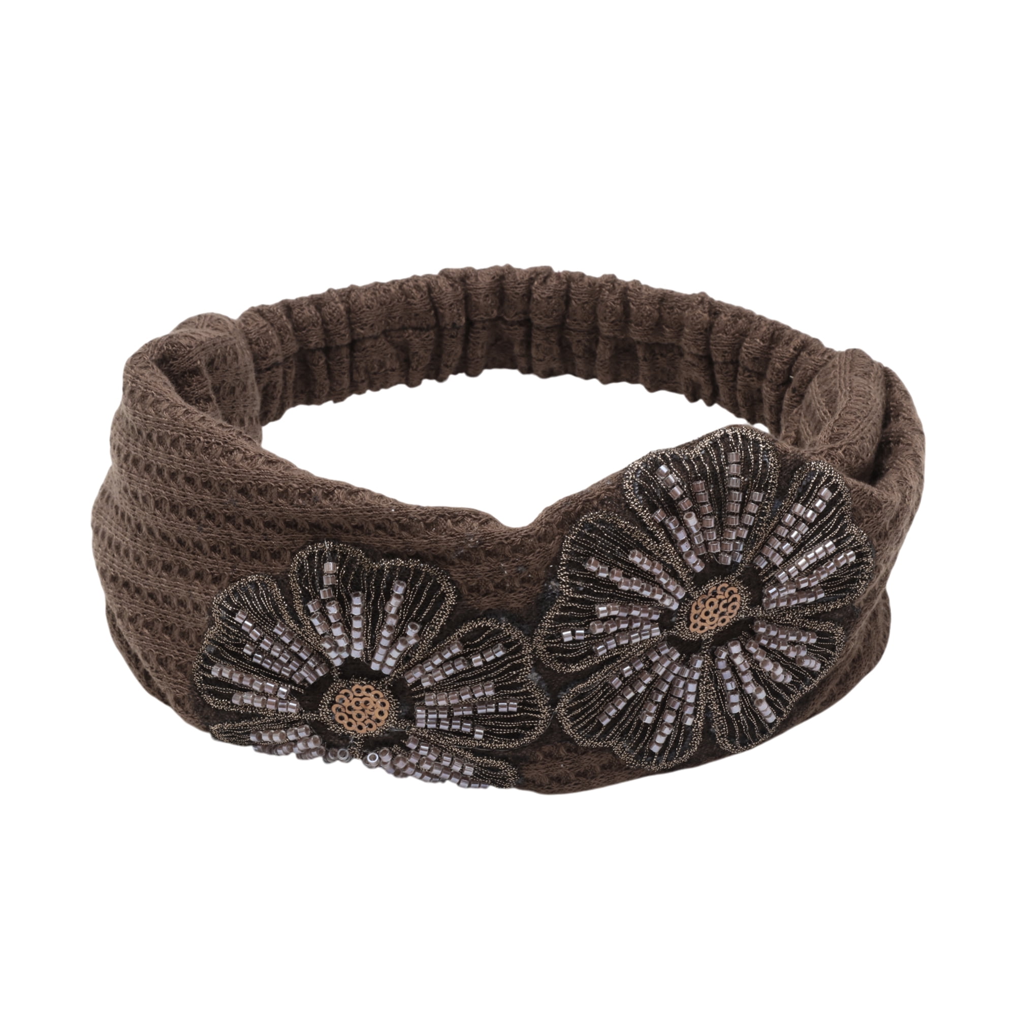 Unique Bargains Wide Five Petals Headband 1 Pc Coffee Color