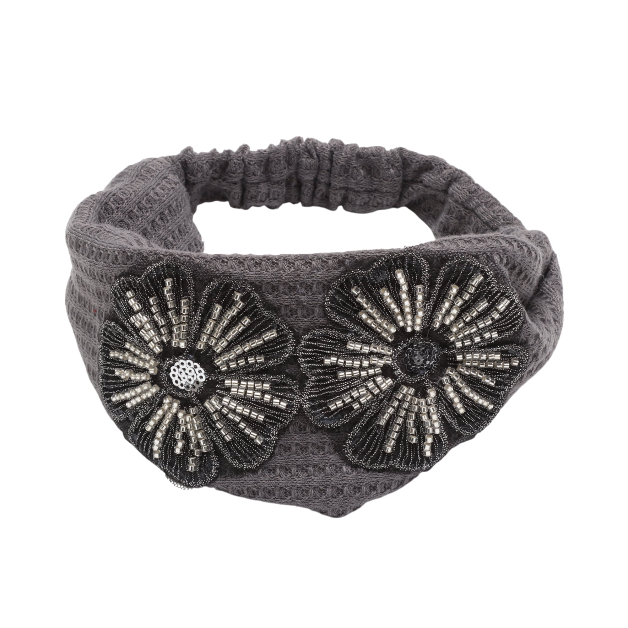 Unique Bargains Wide Five Petals Headband 1 Pc Gray Silver Tone