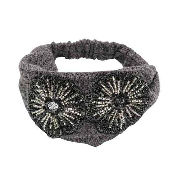 Unique Bargains Wide Five Petals Headband 1 Pc Gray Silver Tone