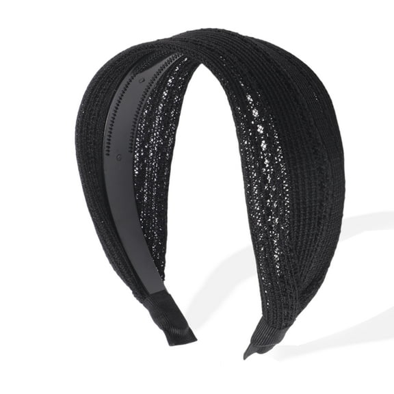 Unique Bargains Wide Headbands for Women Extra Wide Bohemia Headbands Thick Headbands with Teeth Hair Accessories Black