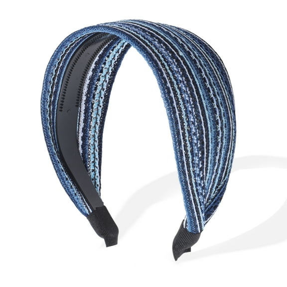 Unique Bargains Wide Headbands for Women Extra Wide Bohemia Headbands Thick Headbands with Teeth Hair Accessories Blue