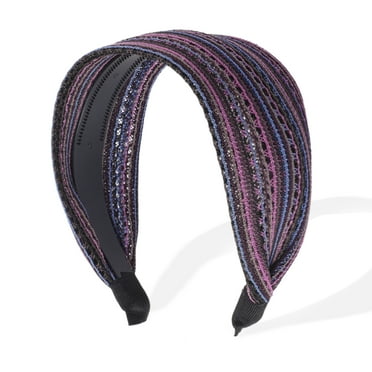 Unique Bargains Wide Headbands for Women Extra Wide Bohemia Headbands Thick Headbands with Teeth Hair Accessories Purple