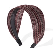 Unique Bargains Wide Headbands for Women Extra Wide Bohemia Headbands Thick Headbands with Teeth Hair Accessories Red