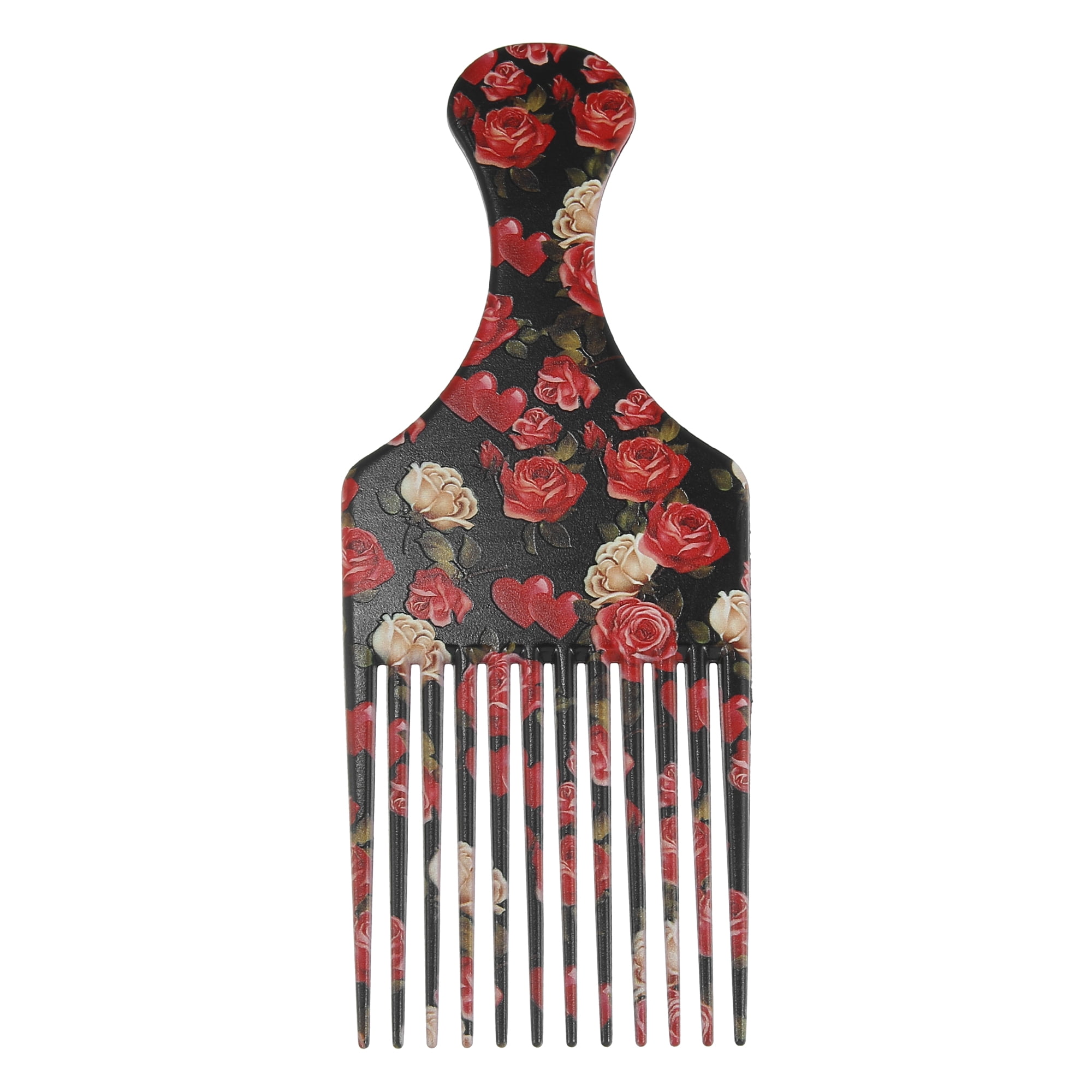 Unique Bargains Wide Tooth Afro Hair Pick Comb Hair Styling Tool for Men Plastic Flower L