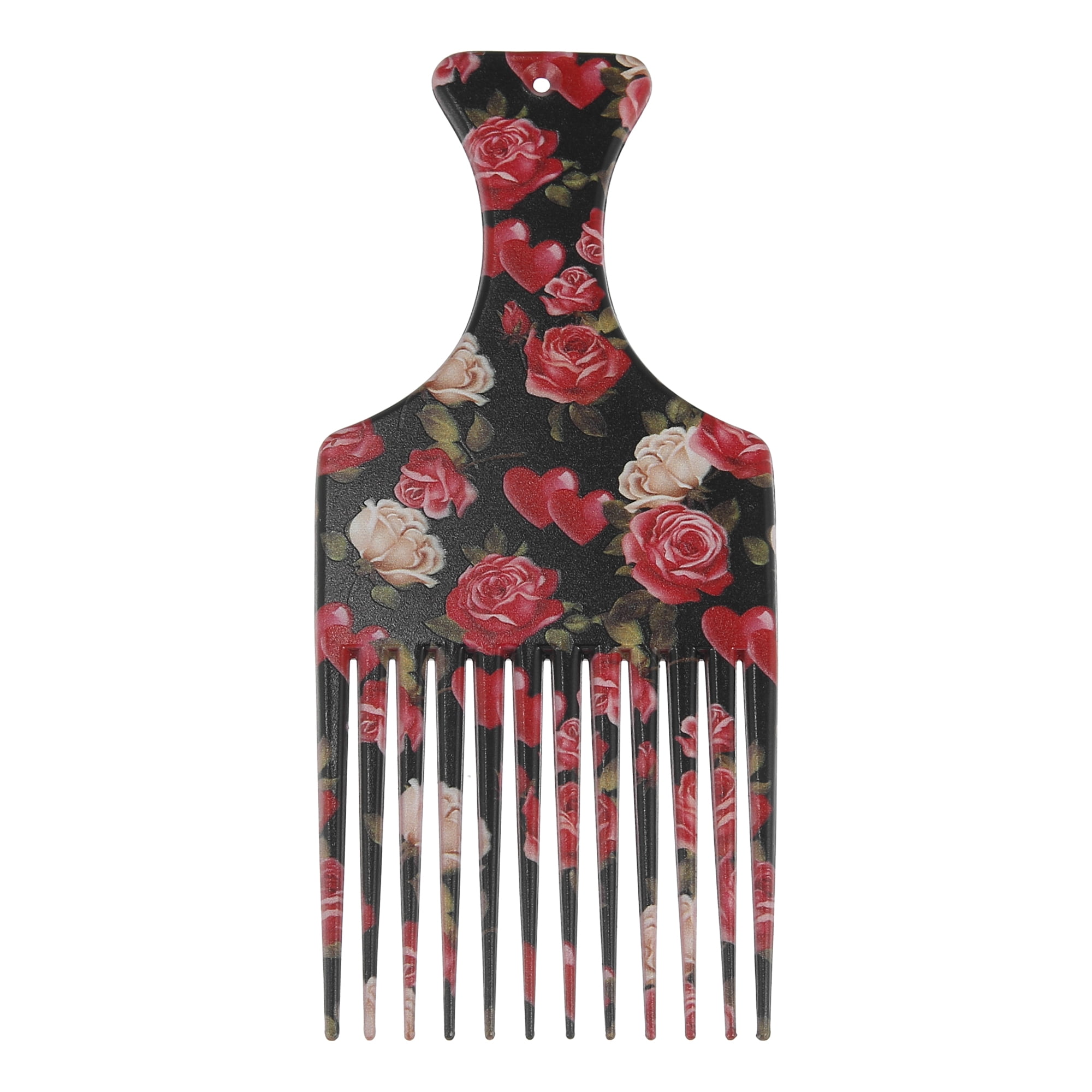 Unique Bargains Wide Tooth Afro Hair Pick Comb Hair Styling Tool for Men Plastic Flower M