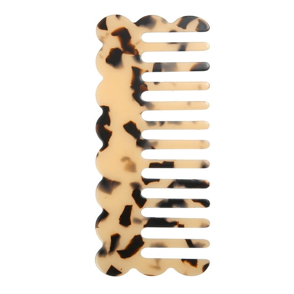 Unique Bargains Wide Tooth Comb Acetate Wide Comb for Curly Hair Thick Hair Wet Hair 5.31"x2.36" Beige Black