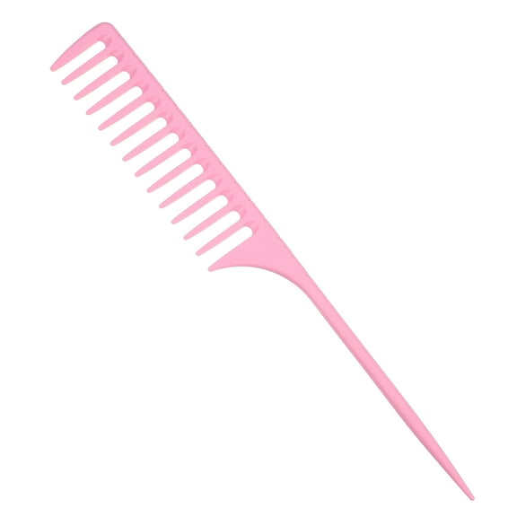Unique Bargains Wide Tooth Rat Tail Comb Plastic Long Tail Comb Tip Tail Combs for Wet Curly Hair for Women Men Pink