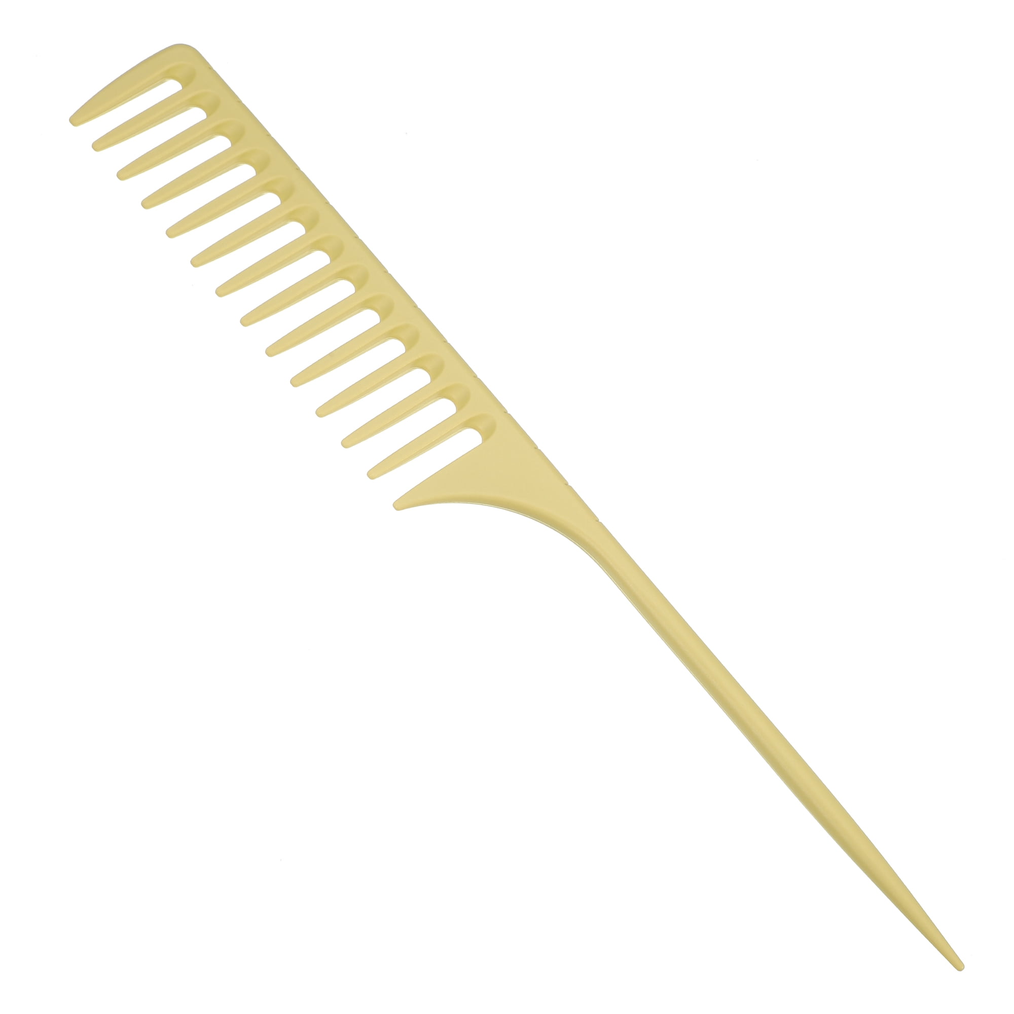 Unique Bargains Wide Tooth Rat Tail Comb Plastic for Wet Curly Hair for Women Men Yellow