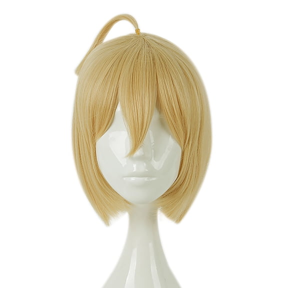 Unique Bargains Wigs for Women 12" Light Yellow Wigs with Wig Cap Straight Hair