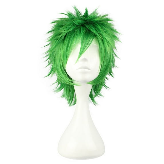 Unique Bargains Wigs for Women 13" Green Wigs with Wig Cap Straight Hair