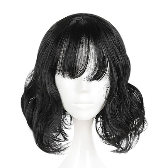 Unique Bargains Wigs for Women 14" Black Curly Wig with Wig Cap