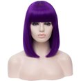 thumbnail image 1 of Unique Bargains Wigs for Women 14" Purple Bob Wig with Wig Cap Straight Hair, 1 of 6